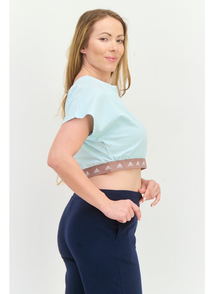 Adidas - Women Sportswear Fit Short Sleeve Outdoor Crop Top, Light Blue - Image 1