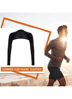 PYC Cooling Shawl Arm Sleeves Sun Protection for Women Men with Finger Hole for Golfing, Driving, Riding, Fishing-Black  - Image 2