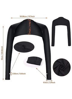 PYC Cooling Shawl Arm Sleeves Sun Protection for Women Men with Finger Hole for Golfing, Driving, Riding, Fishing-Black  - Image 4