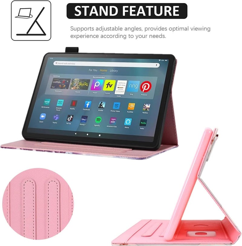 حالة لجهاز Kindle Fire Max 11 (الجيل الثالث عشر، إصدار 2023)، مصنوعة من جلد PU قابل للطي وتحتوي على دعامة، مزودة بوظيفة تنشيط/إيقاف التطبيق تلقائيًا، مع تصميم يحتوي على رسوم للفراشات. - Image 5