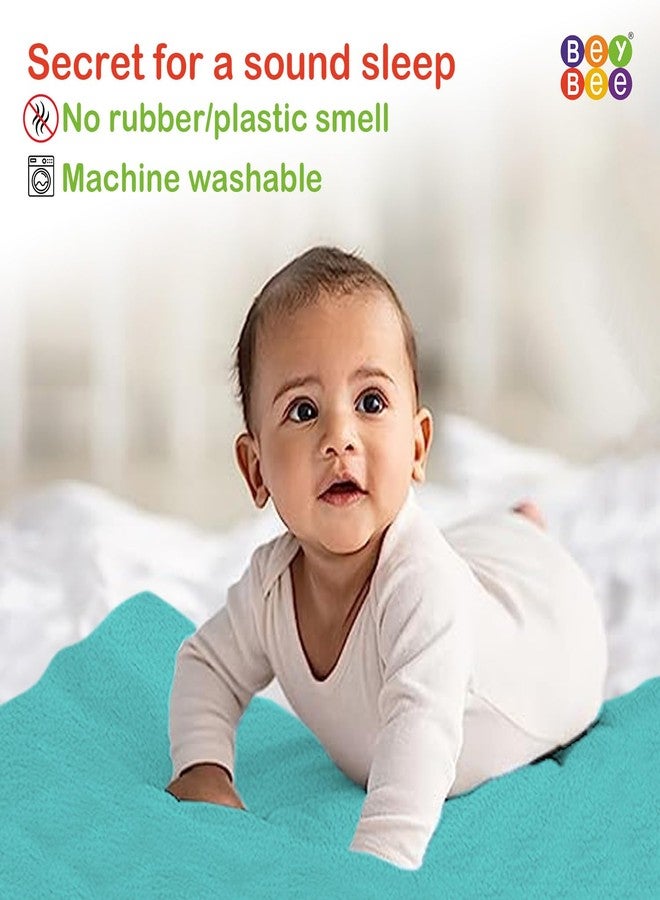 Bey Bee BeyBee Waterproof Quick Dry Sheet for Baby| Bed Pad Anti-Piling Fleece Extra Absorbent Washable Matress Protector| Baby Bed Protector Sheet for Toddler Children, Medium Size, 100x70cm, Sea Green - Image 4