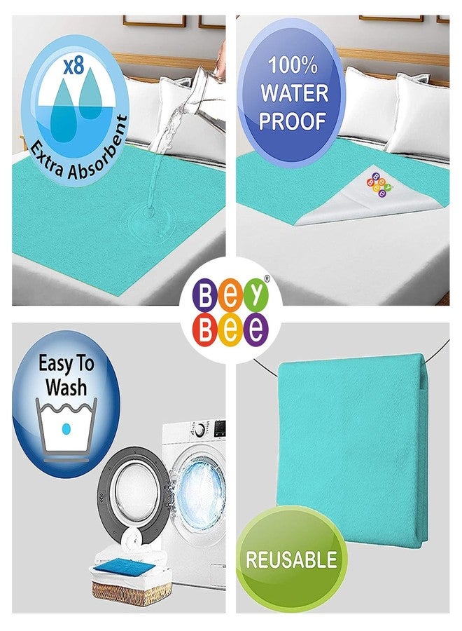 Bey Bee BeyBee Waterproof Quick Dry Sheet for Baby| Bed Pad Anti-Piling Fleece Extra Absorbent Washable Matress Protector| Baby Bed Protector Sheet for Toddler Children, Medium Size, 100x70cm, Sea Green - Image 3