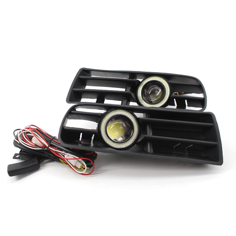 1 Pair Car Auto White Fog Light Front Bumper Grilles Replacement For VW Golf MK4 1998-2004 Angel Eyes Lamp LED Running Fog Light - Image 4