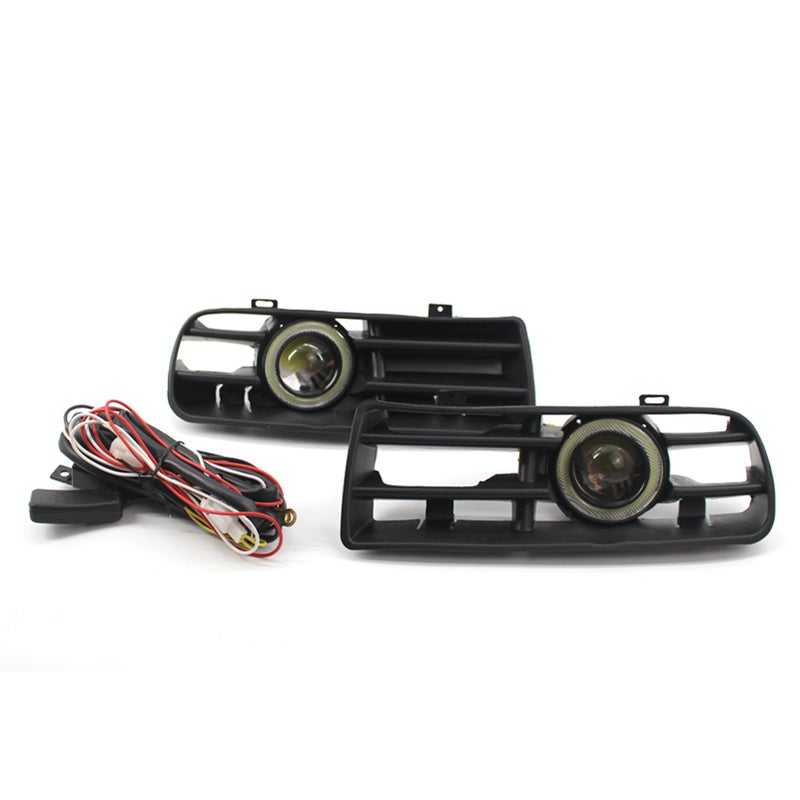 1 Pair Car Auto White Fog Light Front Bumper Grilles Replacement For VW Golf MK4 1998-2004 Angel Eyes Lamp LED Running Fog Light - Image 1