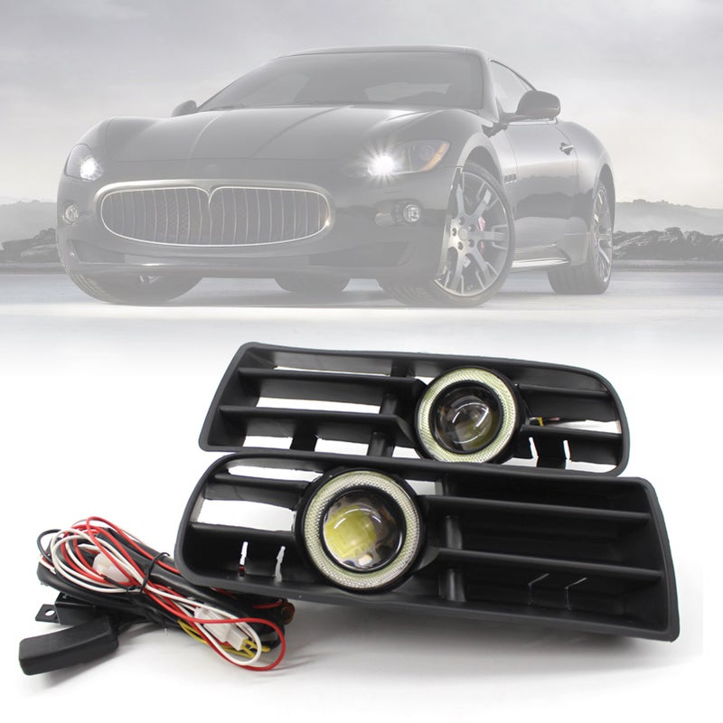 1 Pair Car Auto White Fog Light Front Bumper Grilles Replacement For VW Golf MK4 1998-2004 Angel Eyes Lamp LED Running Fog Light - Image 5