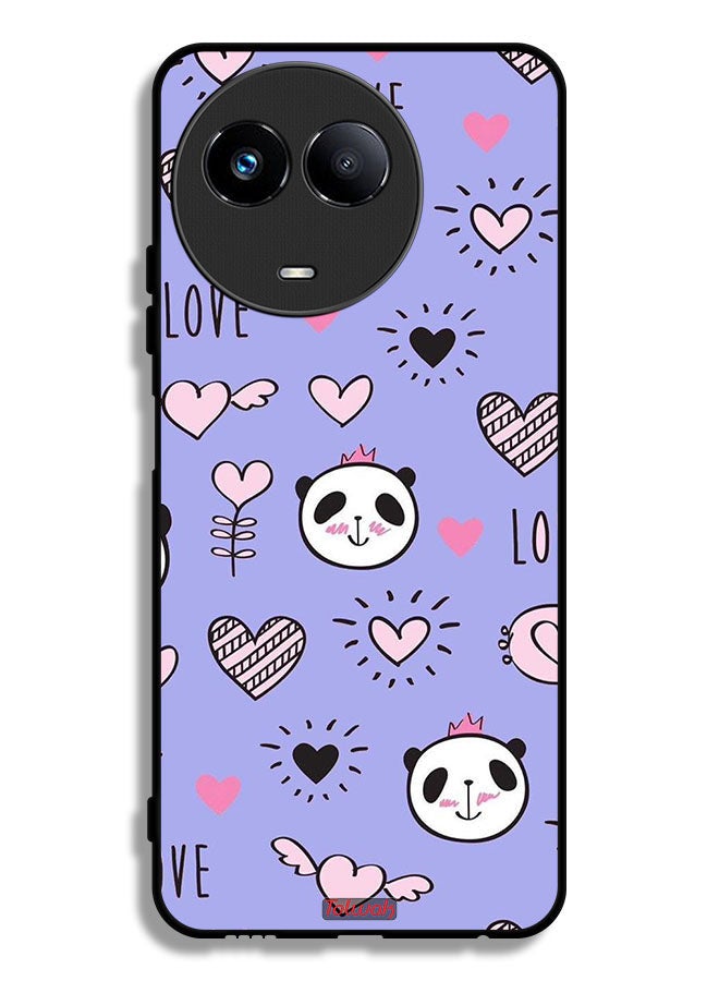 Tolwak Realme 11 5G Protective Case Cover Love And Panda Doodle - Image 1