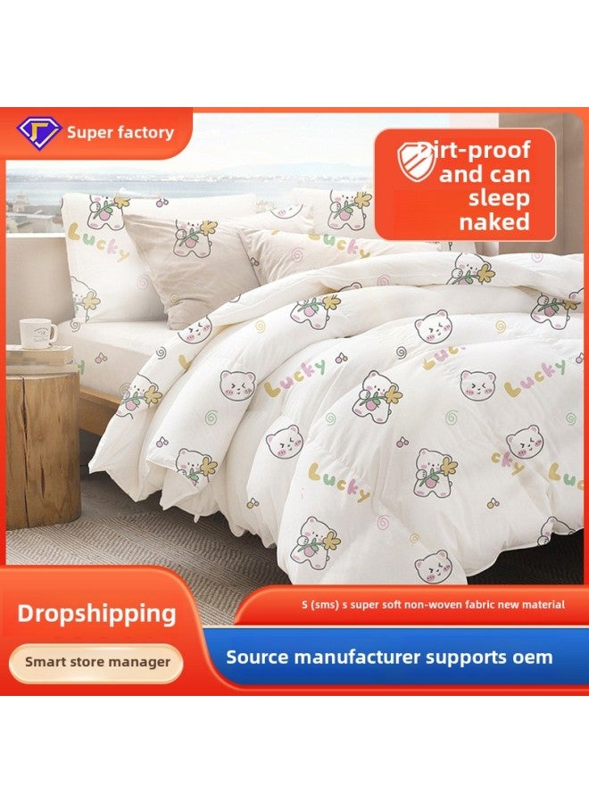 Travel Disposable Bed Sheet Quilt Cover Pillowcase Double Four-piece Set Hotel Supplies Travel Dirty Sleeping Bag Quilt Cover Bath Towel-Specifications:Double Four-piece Set - Image 2