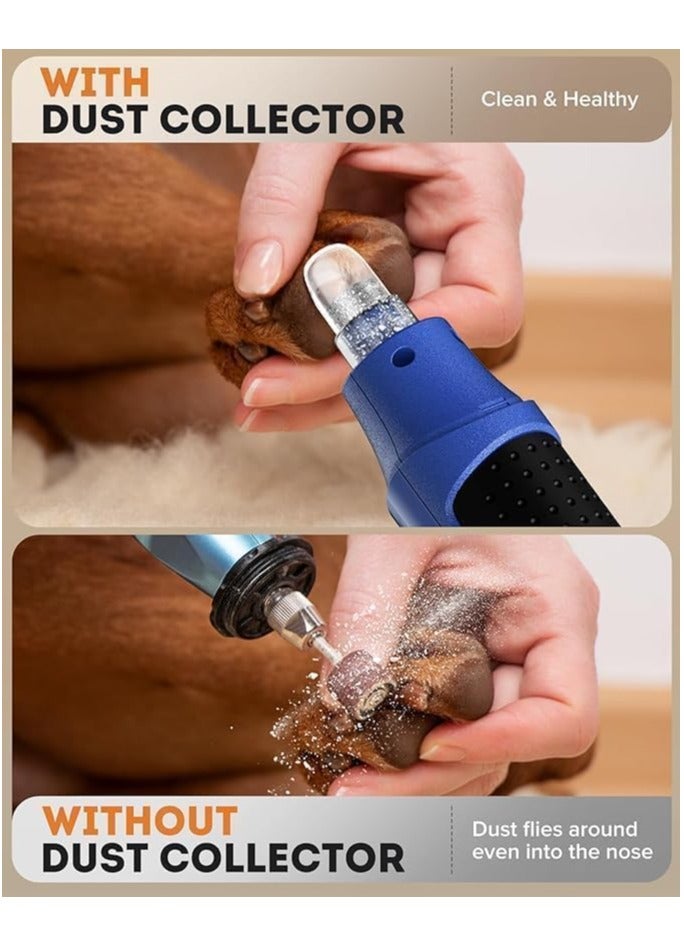 مبرد أظافر للحيوانات الأليفة بسبع سرعات مع ضوء - متين وهادئ للغاية للكلاب والقطط والطيور والحيوانات الصغيرة - يعمل بيد واحدة، أزرق - Image 5