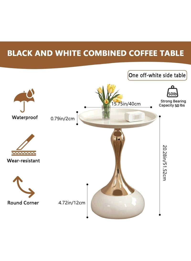 Uptyia Elegant Modern Side Table，Small Beside Table，Round End Table for Living Rooms, Cafes, Dining Rooms, Bedrooms, Outdoors - Image 2