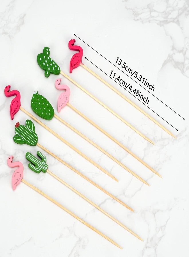 Ismosm Cocktail Picks, Decorative 200 Pack, 4.7-Inch Bamboo Skewers with Fun Cactus & Flamingo Toppers for Party Appetizers, Fruits, Drinks (Cactus+Flamingo) - Image 3