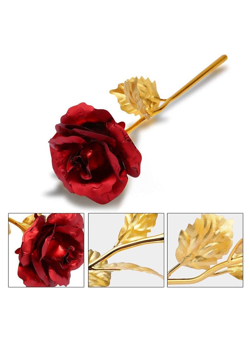 Saugat Traders Saugat Traders Love Gift for Boyfriend Girlfriend Crystal Teedy Bear Glass Showpiece with Love Animated Characters Showpiece and Golden Red Rose Flower - Valentines Day Gifts Anniversary  - Image 3