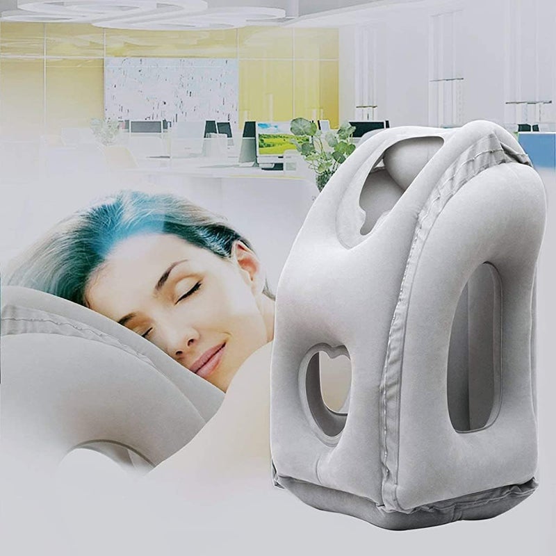 CARTIFY Inflatable Travel Pillow Airplane Neck Pillow with Neck and Head Support for Long Flight Sleeping Plane Pillow for Airplane Cars Buses Trains Office Multicolor - Image 3