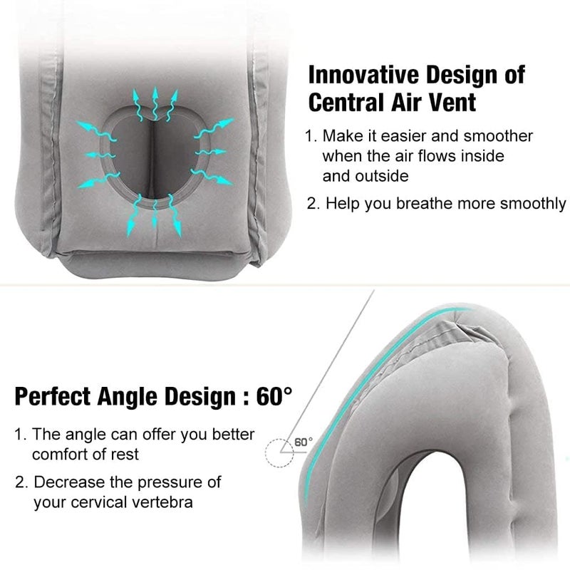 CARTIFY Inflatable Travel Pillow Airplane Neck Pillow with Neck and Head Support for Long Flight Sleeping Plane Pillow for Airplane Cars Buses Trains Office Multicolor - Image 5