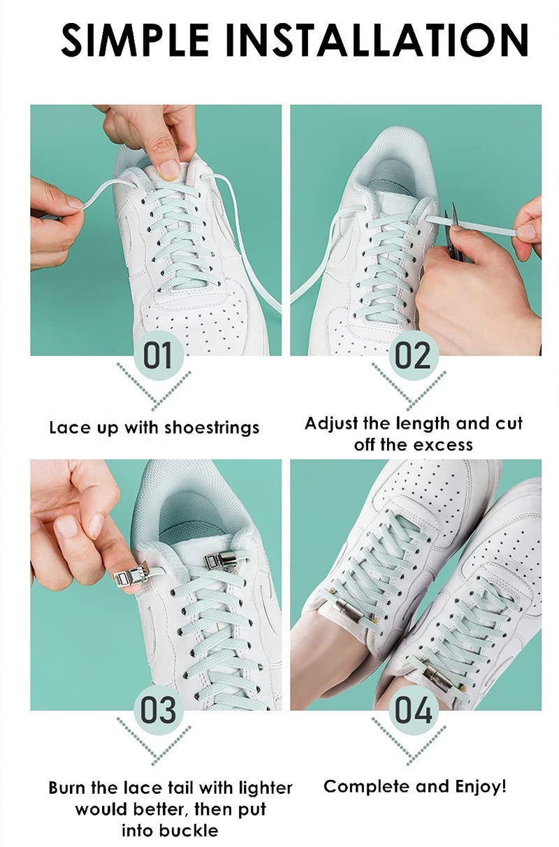 nikwesm Magnetic No Tie Elastic Shoe Laces for Kids Adults, No screw, One Size Fits All (silver rainbow) - Image 5