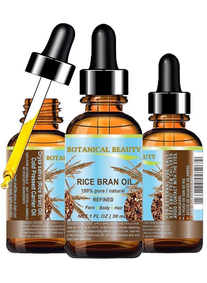Botanical Beauty Rice Bran Oil 100% Pure Natural Refined Undiluted Cold Pressed Carrier Oil For Face Skin Body Hair Massage Nails. 1 Fl. Oz 30 Ml - Image 1