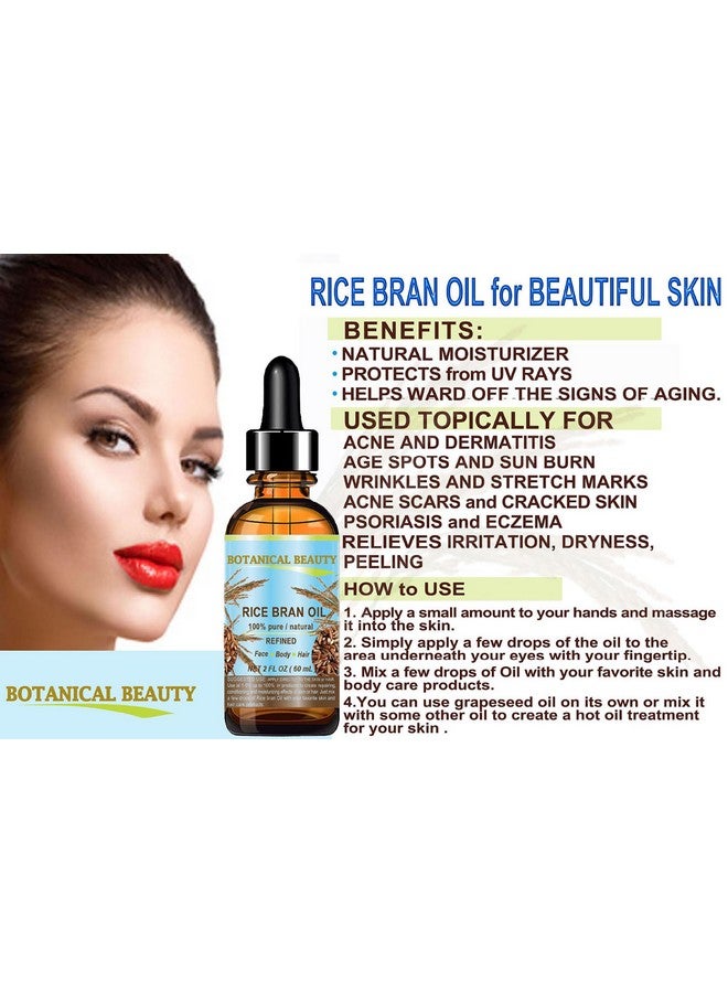 Botanical Beauty Rice Bran Oil 100% Pure Natural Refined Undiluted Cold Pressed Carrier Oil For Face Skin Body Hair Massage Nails. 1 Fl. Oz 30 Ml - Image 3