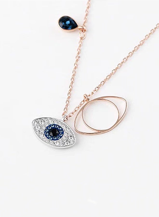 Evil Eye Necklace for Women • 18K Rose Gold Plated Protection Necklace • Swarovski Elements Crystal Eye Pendant with Zircon • Bohemian Turkish Gift Jewelry - Image 1