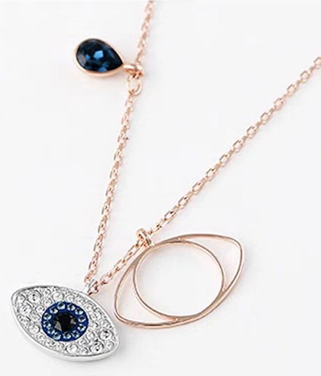 Evil Eye Necklace for Women • 18K Rose Gold Plated Protection Necklace • Swarovski Elements Crystal Eye Pendant with Zircon • Bohemian Turkish Gift Jewelry - Image 1