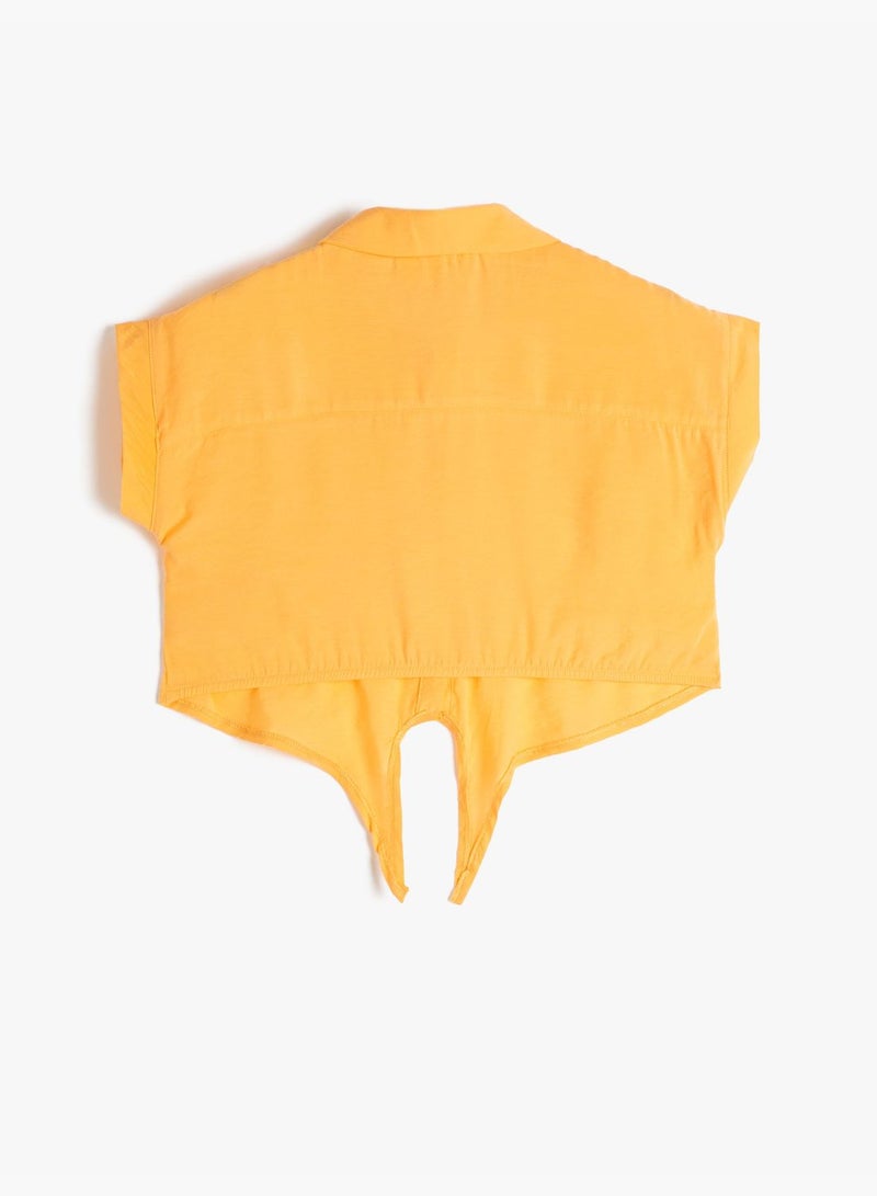 KOTON Shirt Short Sleeve Tie-Front Detail Pockets Modal Blend  - Image 2