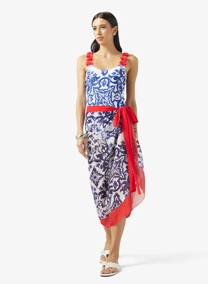 ELLA Printed Swimsuit With Beach Sarong