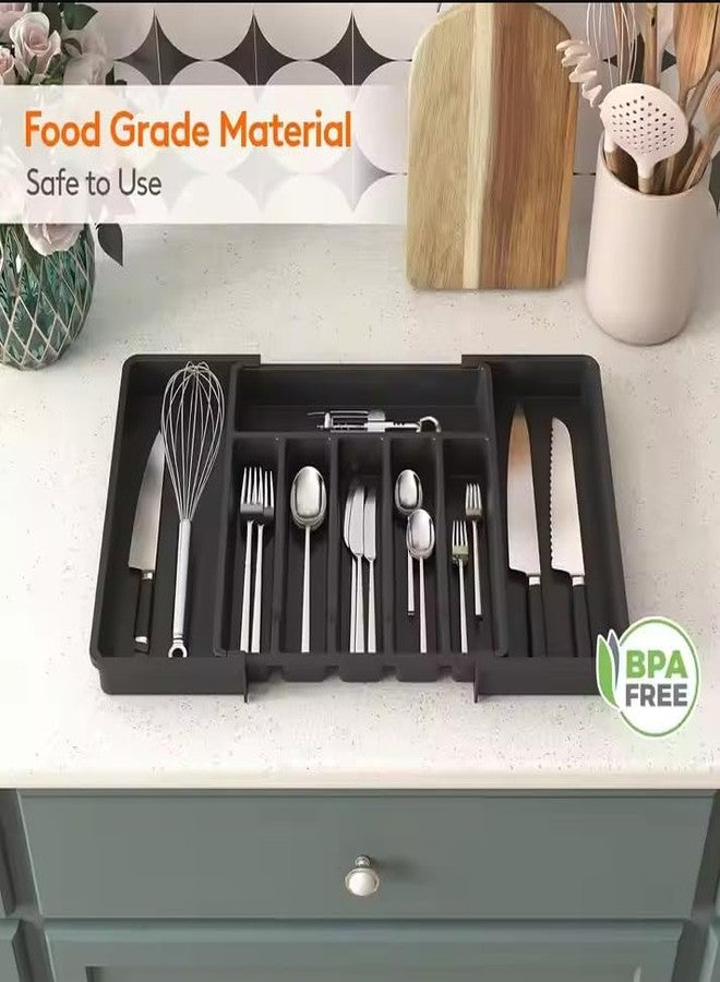 Stavae Silverware Drawer Organizer, Expandable Utensil Organizer for Kitchen Drawers, Adjustable Cutlery and Flatware Tray, Plastic Spoons Forks Knives Holder Storage Dividers, Large, Multicolor - Image 3