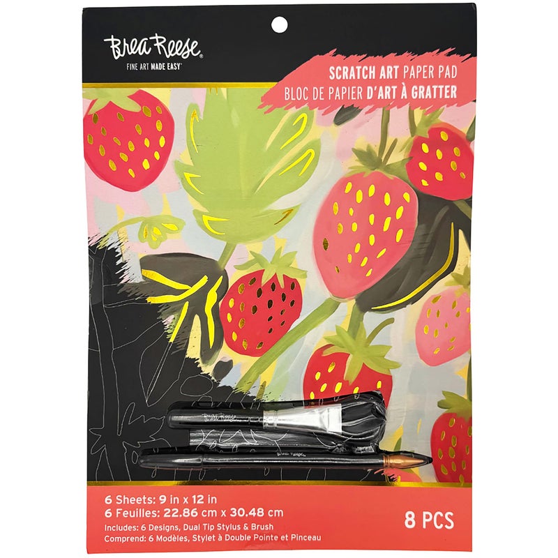 Brea Reese: Scratch Art Paper Pad - Ethereal Summer - 6 Designs, Guided Art, Metallic Accents, Stylus & Brush, Perforated 9x12 Pages, DIY Adult Craft - Image 1