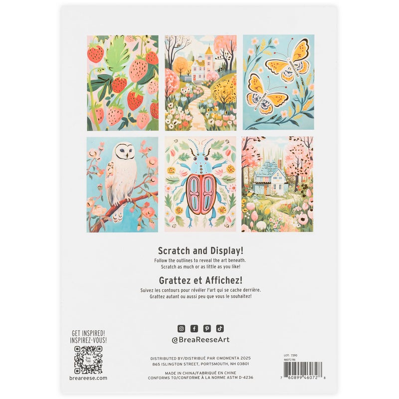 Brea Reese: Scratch Art Paper Pad - Ethereal Summer - 6 Designs, Guided Art, Metallic Accents, Stylus & Brush, Perforated 9x12 Pages, DIY Adult Craft - Image 2