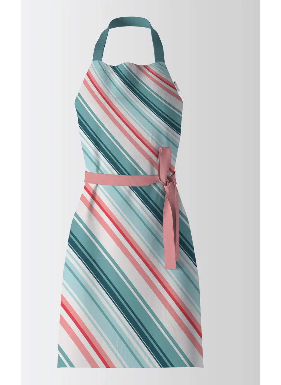 Ays Home Exclusive Long Mint Striped Kitchen Apron