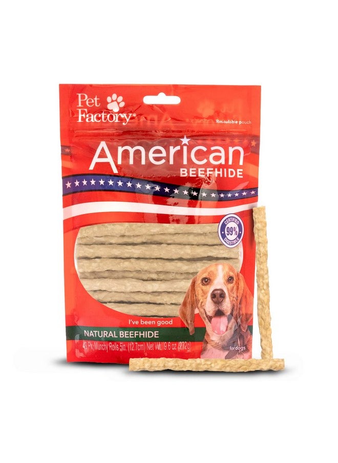 بيت فاكتوري حلوى مضغ للكلاب من شركة Pet Factory American Beefhide مقاس 5 بوصات - نكهة طبيعية، 40 قطعة/عبوة واحدة  - Image 1