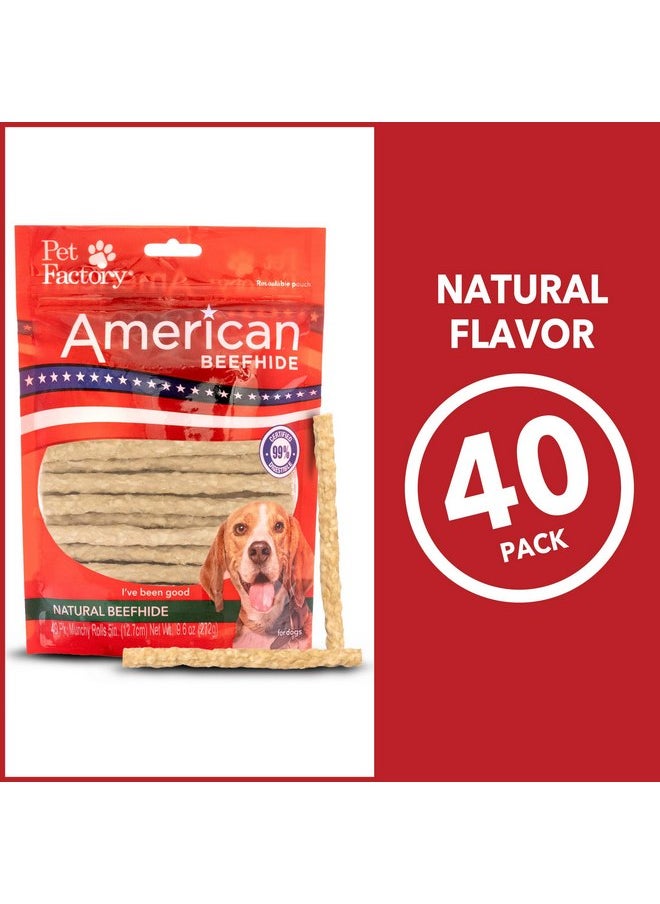 بيت فاكتوري حلوى مضغ للكلاب من شركة Pet Factory American Beefhide مقاس 5 بوصات - نكهة طبيعية، 40 قطعة/عبوة واحدة  - Image 5