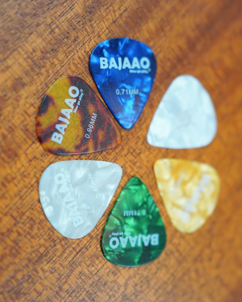 Bajaao Celluloid Guitar Pick Set of Various Thickness (0.46, 0.71, 0.96 mm) - Pack of 12 Picks - Image 4