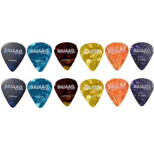 Bajaao Celluloid Guitar Pick Set of Various Thickness (0.46, 0.71, 0.96 mm) - Pack of 12 Picks - Image 2