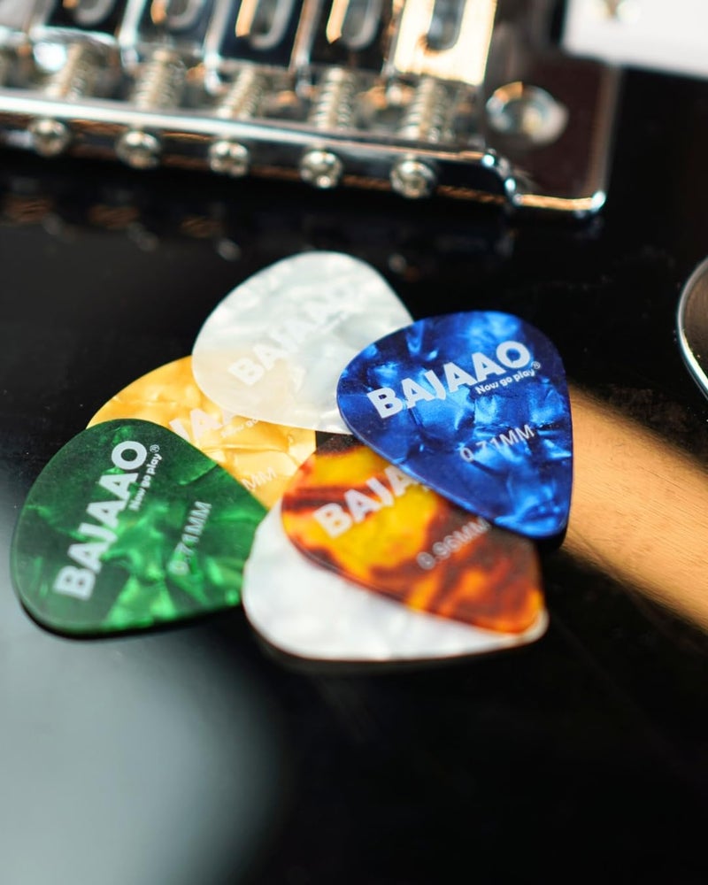 Bajaao Celluloid Guitar Pick Set of Various Thickness (0.46, 0.71, 0.96 mm) - Pack of 12 Picks - Image 5