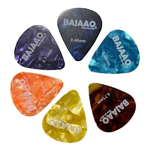 Bajaao Celluloid Guitar Pick Set of Various Thickness (0.46, 0.71, 0.96 mm) - Pack of 12 Picks - Image 1