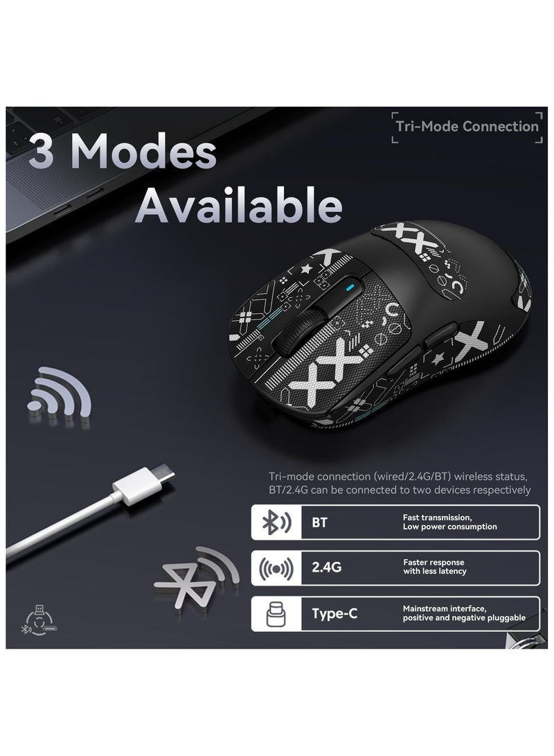 ATTACK SHARK X3 Wireless Gaming Mouse – Ultra-Light 49g Superlight Design – 26,000 DPI Optical Sensor – 2.4GHz Wireless, Bluetooth & Wired Connection – Programmable Buttons – RGB Lighting – Ergonomic Grip – Compatible with PC, Laptop, Mac (White) - Image 4