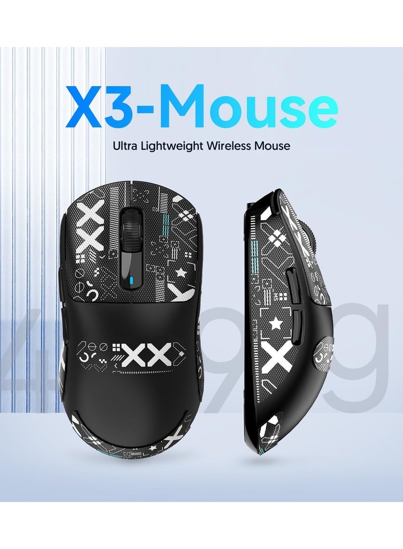 ATTACK SHARK X3 Wireless Gaming Mouse – Ultra-Light 49g Superlight Design – 26,000 DPI Optical Sensor – 2.4GHz Wireless, Bluetooth & Wired Connection – Programmable Buttons – RGB Lighting – Ergonomic Grip – Compatible with PC, Laptop, Mac (White) - Image 2