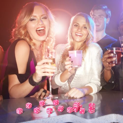 Poen 30 Pcs Dice Set Opaque 16mm Dice Casino Theme Party with White Pips for Game Party Family Board GamesHot Pink - Image 5