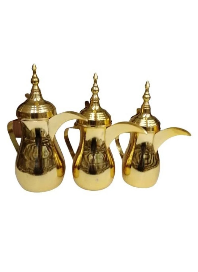 Generic - 3-Piece Stainless Steel Coffee Dallah Arabic Dallah Pot Set Gold - Image 1