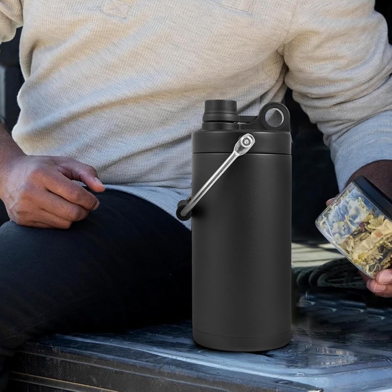 Kerilyn Insulated Half Gallon Water Bottle, 64oz Stainless Steel Jug With Handle and Wide Mouth Flask, Sweat-Proof Vacuum Double Walled Jug for Sports and Outdoors, Black - Image 5