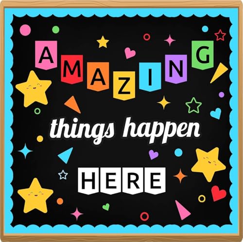 LioNergy Classroon Bulletin Board Decoration Set Welcome Bulletin Board Wall Door Decor for Kindergarten Preschool Elementary Middle School - Amazing Things Happen Here - Image 1