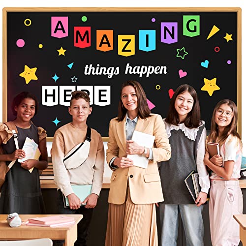 LioNergy Classroon Bulletin Board Decoration Set Welcome Bulletin Board Wall Door Decor for Kindergarten Preschool Elementary Middle School - Amazing Things Happen Here - Image 5