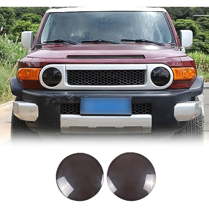 ريحني غطاء المصباح الأمامي المدخن متوافق مع تويوتا FJ كروزر 20072021 مصباح أمامي ABS غطاء حماية زخرفي من المصباح الأمامي 2 قطعة من المصباح الأمامي الرمادي الشفاف - Image 1