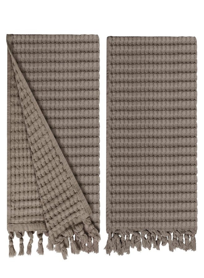 GILDEN TREE Decorative Waffle Hand Towels for Bathroom, 20x35 Large, Quick Drying Fingertip Towel, 2 Pack, Modern Style (Stone) - Image 1