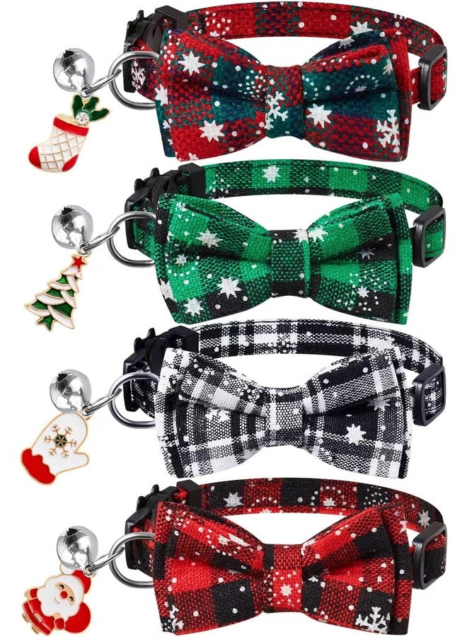 LLHK 4 Pack Christmas Cat Collars with Bow Tie and Bell,Breakaway Kitten Collar for Girl Boy Cats,Adjustable 7-12inch, for Kitty Kitten Adult Cats,Pet Supplies,Stuff,Accessories - Image 1