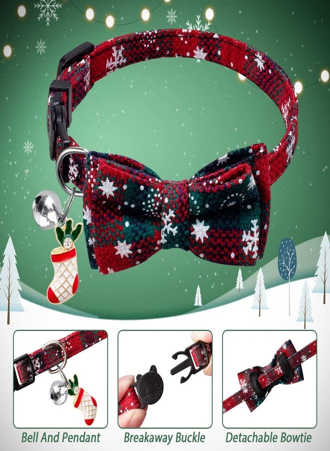LLHK 4 Pack Christmas Cat Collars with Bow Tie and Bell,Breakaway Kitten Collar for Girl Boy Cats,Adjustable 7-12inch, for Kitty Kitten Adult Cats,Pet Supplies,Stuff,Accessories - Image 3
