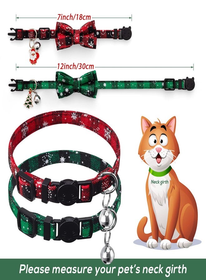 LLHK 4 Pack Christmas Cat Collars with Bow Tie and Bell,Breakaway Kitten Collar for Girl Boy Cats,Adjustable 7-12inch, for Kitty Kitten Adult Cats,Pet Supplies,Stuff,Accessories - Image 4