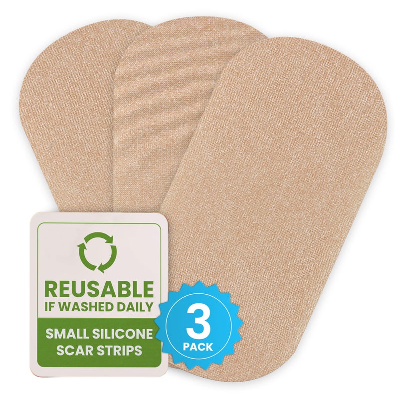 Epi-derm EpiDerm Silicone Gel Scar Small Strips - Premium Fabric-Lined Silicone Scar Sheets for Small Scars - Non-Medicated, Washable & Reusable Scar Tape - Gentle on All Skin Types - 3-Pack, Natural Tone - Image 1