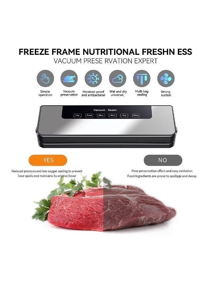 أريكسا آلة غلق الطعام بالتفريغ مع 10 أكياس - آلة غلق الهواء الأوتوماتيكية PowerVac لحفظ الطعام - أوضاع الغلق الجافة والرطبة مع مؤشرات ضوئية LED - آلة غلق الطعام الأوتوماتيكية - تصميم قابل للإزالة - Image 5