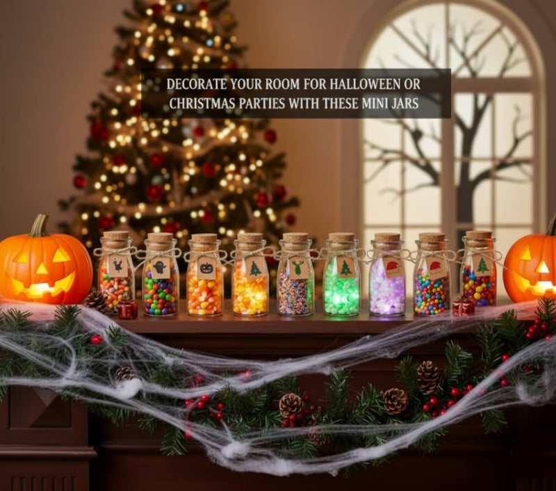 Otis Classic Small Glass Jars with Lids – Set of 12 Mini Glass Bottles with Corks for Halloween Decorations Fall Décor Wedding & Party Favors, Halloween DIY Crafts, Potions, Spices & Candy, 3.4 oz - Image 2