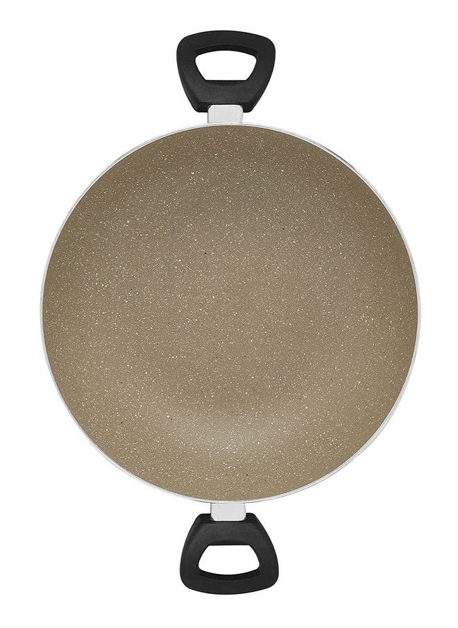 Trust - Non-Stick Aluminum Wok With Glass Lid With Heat Resistant Handle Beige/Black - Image 1